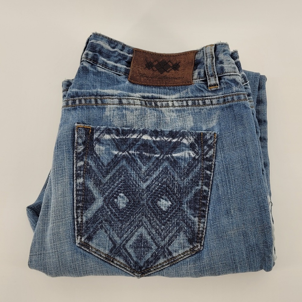 Russell Simmons Argyleculture Jeans Mens 32x30 Blue Straight Leg Embroidered - Picture 1 of 8